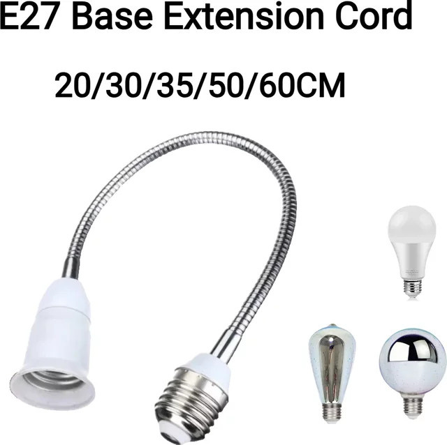 Gyarfas E27 Sockelhalter Flexibles Verlängerungskabel mit Schalter in Weiß - Bild 1