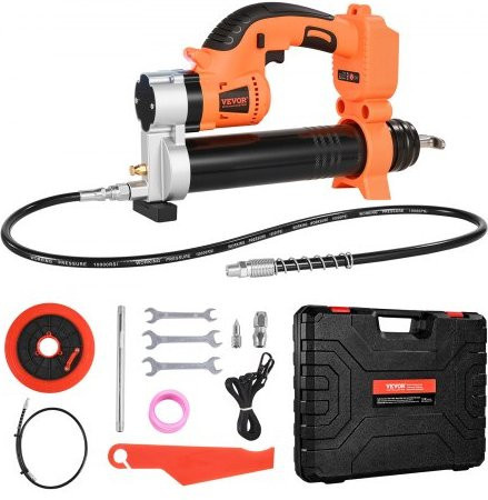 VEVOR Akku-Fettpresse in Orange mit 55 MPa Druck, LED-Beleuchtung und 90 cm Schlauch, kompatibel mit 18V Makita-Akkus, nur Werkzeug - Bild 1