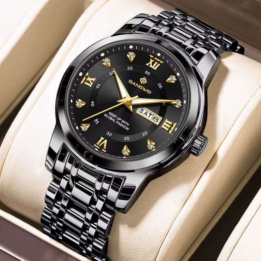 LIGE Armbanduhr Edelstahl, Quarz, Schwarz, Herren - Bild 2