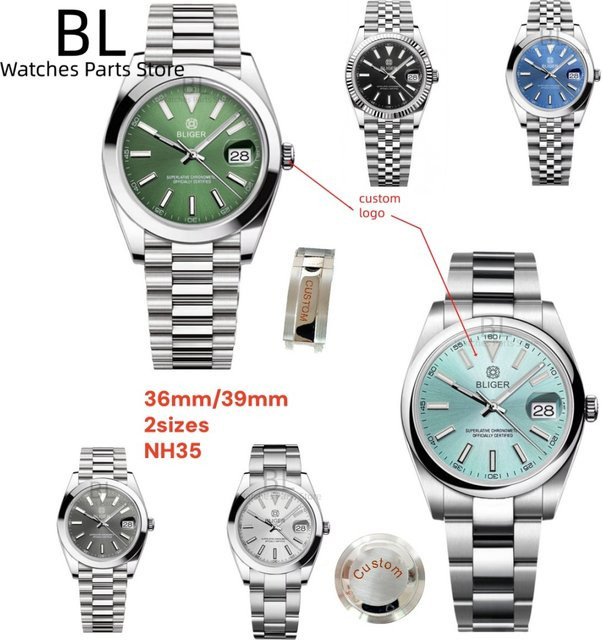 BLIGER Armbanduhr Automatik, Edelstahl, Blau, Saphirglas, Herren - Bild 1