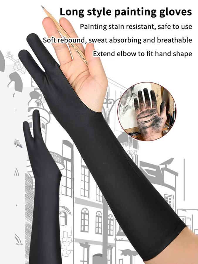 SDJZT Anti-Touch Zwei-Finger-Malhandschuhe für Tablet-Bildschirme in Schwarz - Bild 6