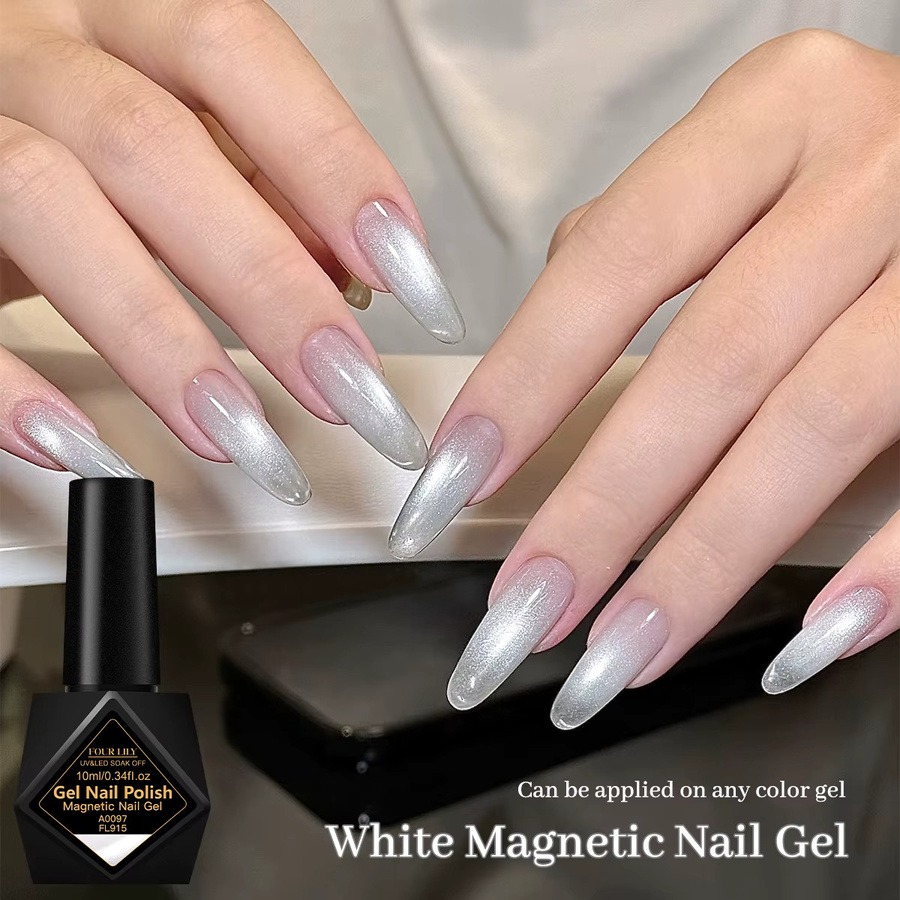 Four Lily Magnet-Gel-Nagellack, Weiß, Glänzend, 10 ml - Bild 2