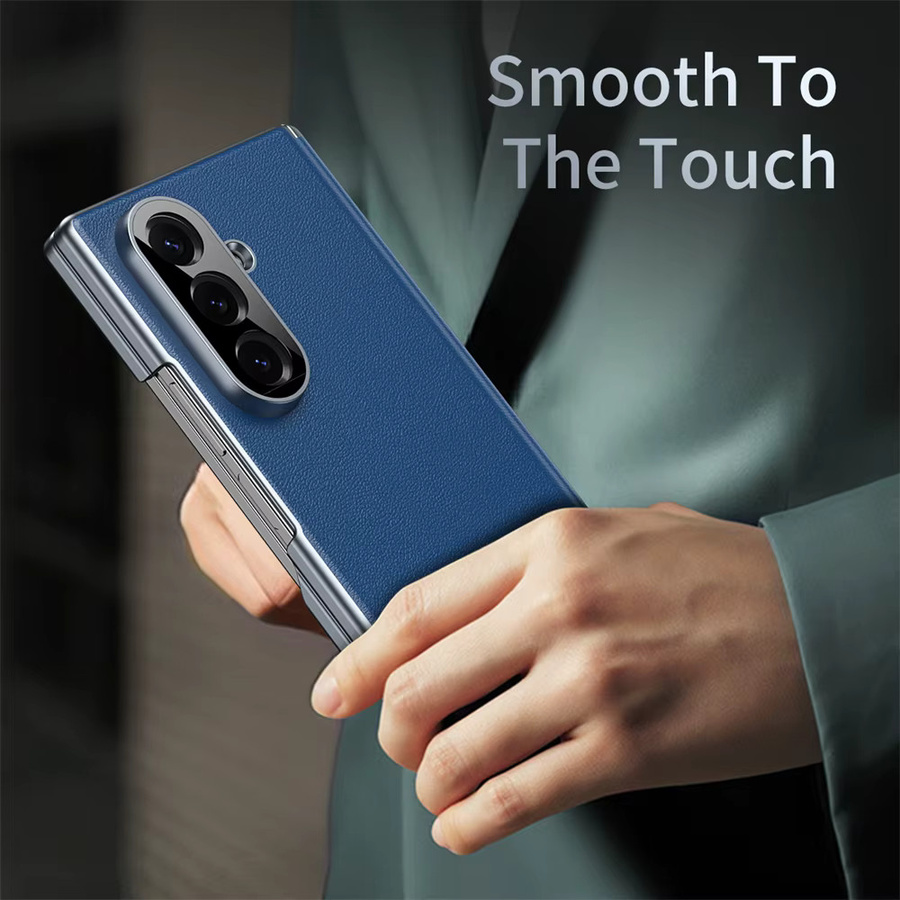 Stoßfeste Premium-Leder-Handyhülle für Samsung Galaxy Z Fold 7, 6, 5 und 4 in Schwarz oder Blau - Bild 5