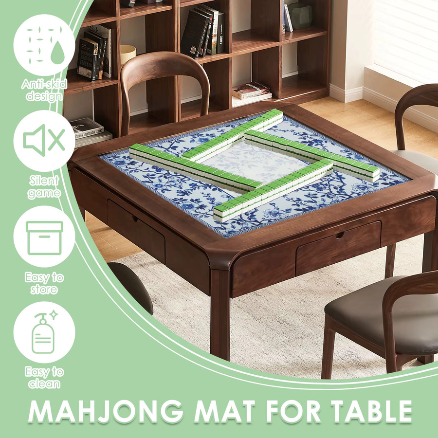 Willstar Mahjong-Tischmatte in Blau, rutschfeste und geräuschreduzierende Spielunterlage für Poker und Kartenspiele - Bild 2