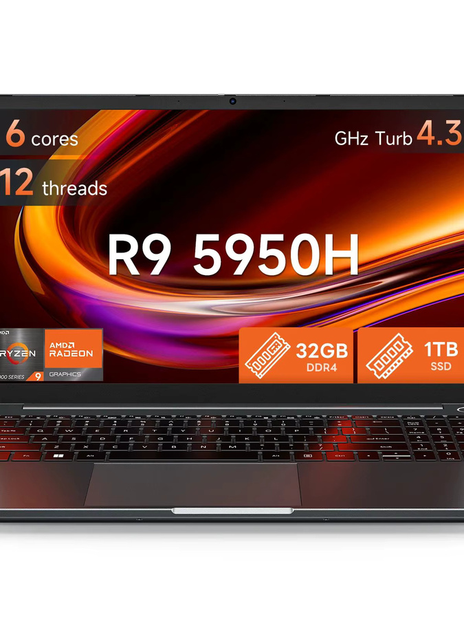 SUXI Notebook mit 15,6 Zoll 90 Hz Display, AMD R9-5950H, 32 GB RAM, 512 GB SSD, Windows 11, Schwarz - Bild 3