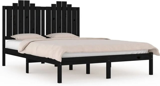 vidaXL Massivholzbett aus Kiefer in Schwarz, B/T/H: 140 x 190 x 110 cm - Bild 1