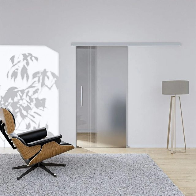 Hansaglas Glasschiebetür Lino 1 Komplettset in Silber mit Griffstange, Breite: 102,5 cm, Höhe: 205,0 cm - Bild 1