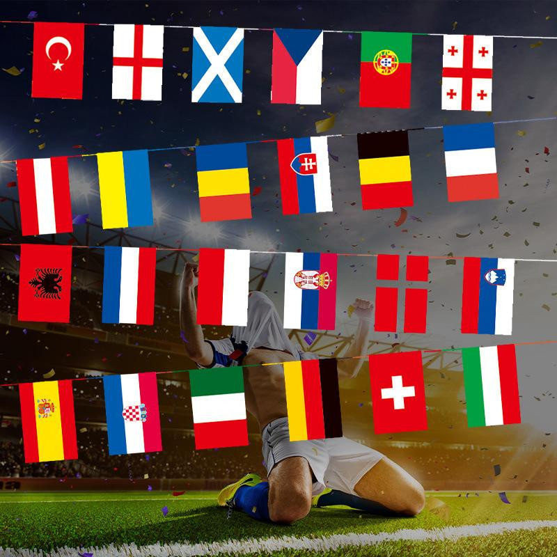 Paddya Europa Länder Flaggen Bunting Set mit 24 Stück, Mehrfarbig, Polyester, Größe pro Flagge: Breite: 21 cm, Höhe: 14 cm - Bild 7