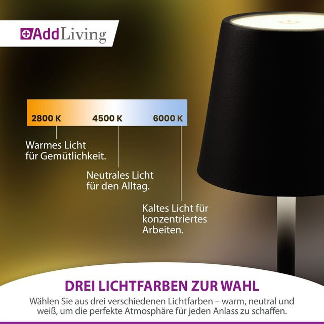 Olympia LED Tischlampe Fashion schwarz dimmbar mit Touch Funktion und Akku IP44 - Bild 1
