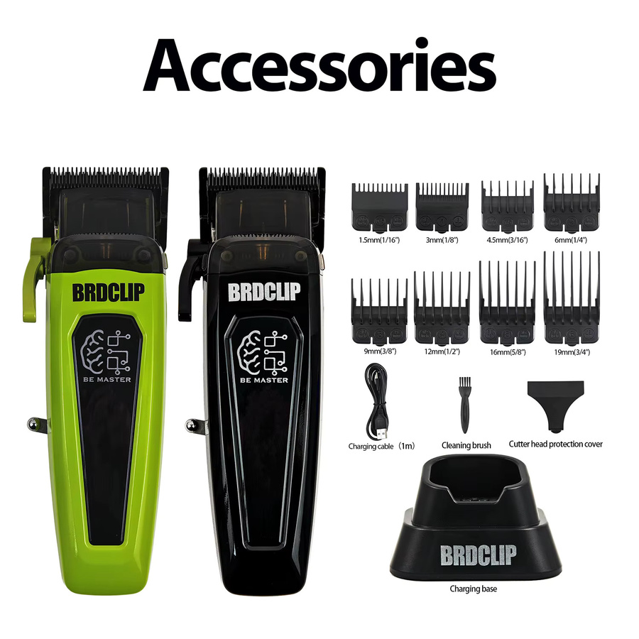 BRDCLIP Professioneller elektrischer Haarschneider BRD 106 für Männer in Schwarz mit 7500 U/min und 5-stufiger DLC-Klinge inklusive Basis - Bild 6