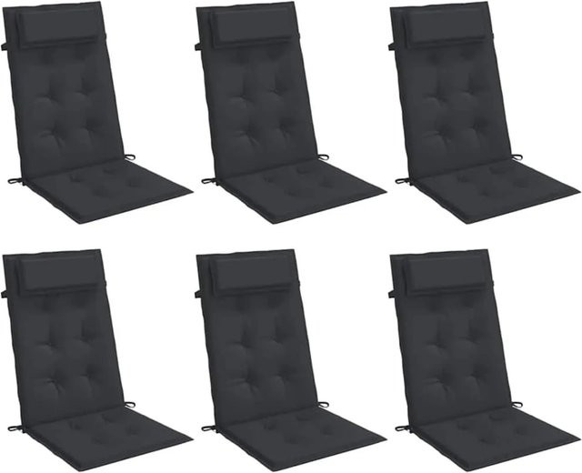 6er Set vidaXL Hochlehner-Auflagen aus wasserabweisendem Oxford-Gewebe in Schwarz - Bild 1