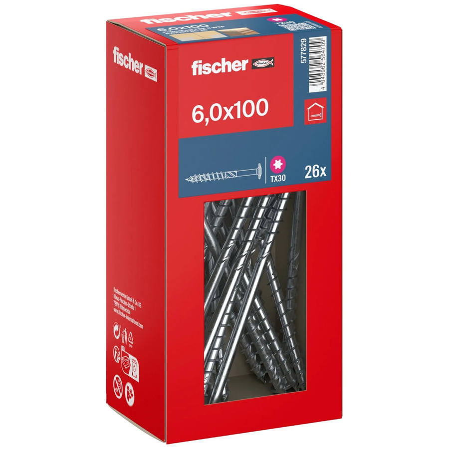 Fischer Holzbauschraube PowerFast II Tellerkopf TX Teilgewinde Ø 6 mm, Länge: 100 mm, 26 Stück, verzinkt, silber/blau - Bild 2