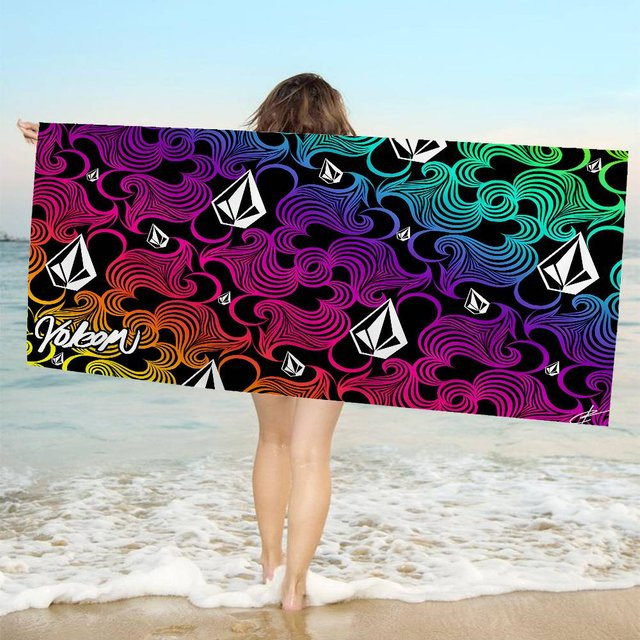 Volcom Mikrofaser Strandtuch Dalangpa mit Diamant-Print, weiß/mehrfarbig, B: 100 cm, H: 200 cm - Bild 1