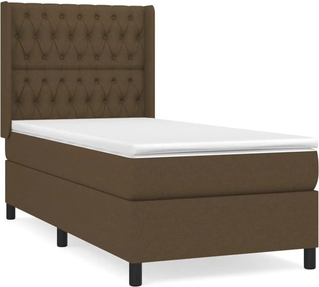 vidaXL Boxspringbett mit Matratze Dunkelbraun B/T/H: 90 x 190 x 128 cm - Bild 1