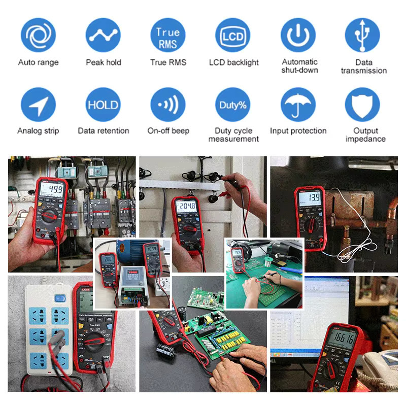 UNI-T Digitales Multimeter UT61B+ UT61D+ UT61E+ Professioneller Spannungs- und Stromtester Amperemeter Voltmeter in Rot - Bild 4