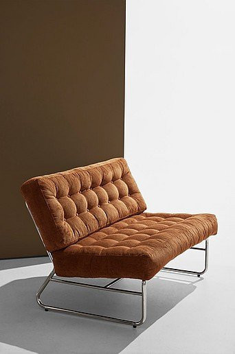 Luca 2-Sitzer Loungesofa in Braun mit Samtbezug im Retro-Design - Bild 1