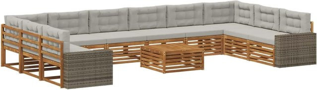 vidaXL Sofagarnitur aus Massivholz Akazie mit 11 Kissen im Latten-Design - Bild 1