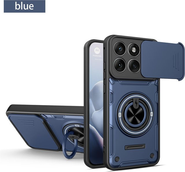Hybrid-Cover Schutzhülle für Motorola Moto Edge 70 60 50 Fusion 60 Pro G86 G56 G06 G15 G05 mit Schiebe-Kameralinsen-Schutzring in Blau - Bild 1