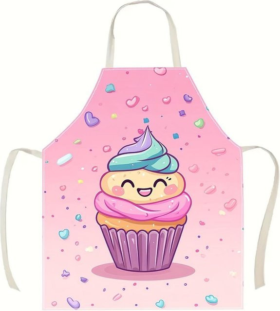 JF Giftore Cupcake-Schürze aus Leinen in Pink, B/H: 38 x 47 cm - Bild 1