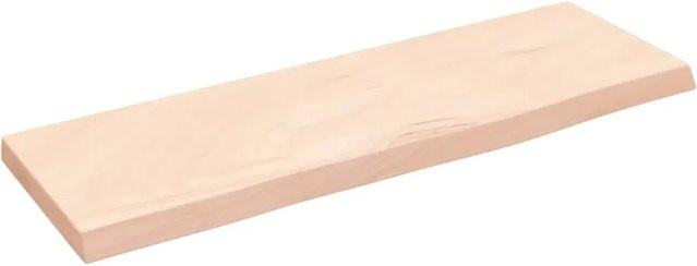 vidaXL Wandregal aus Massivholz Eiche Unbehandelt, Farbe Beige/Braun, B/T/H: 60 x 20 x 2 cm - Bild 1