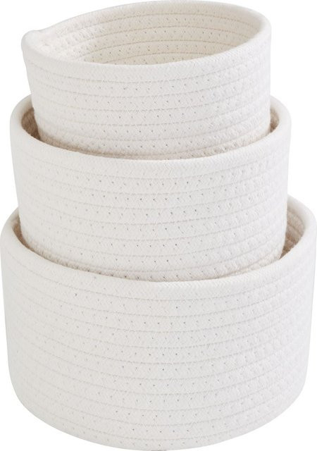 VBS Korb weiß gewoben 3er-Set rund B: 20 cm, H: 10 cm, T: 20 cm - Bild 1