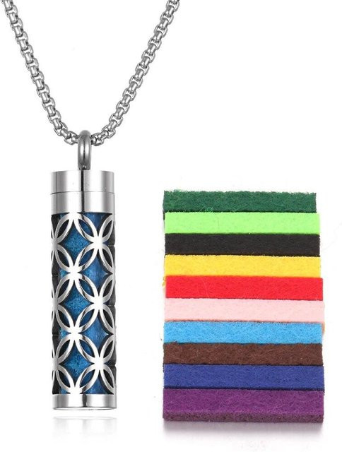Halskette Edelstahl, Aromatherapie Diffusor Anhänger, Silber, Unisex - Bild 1