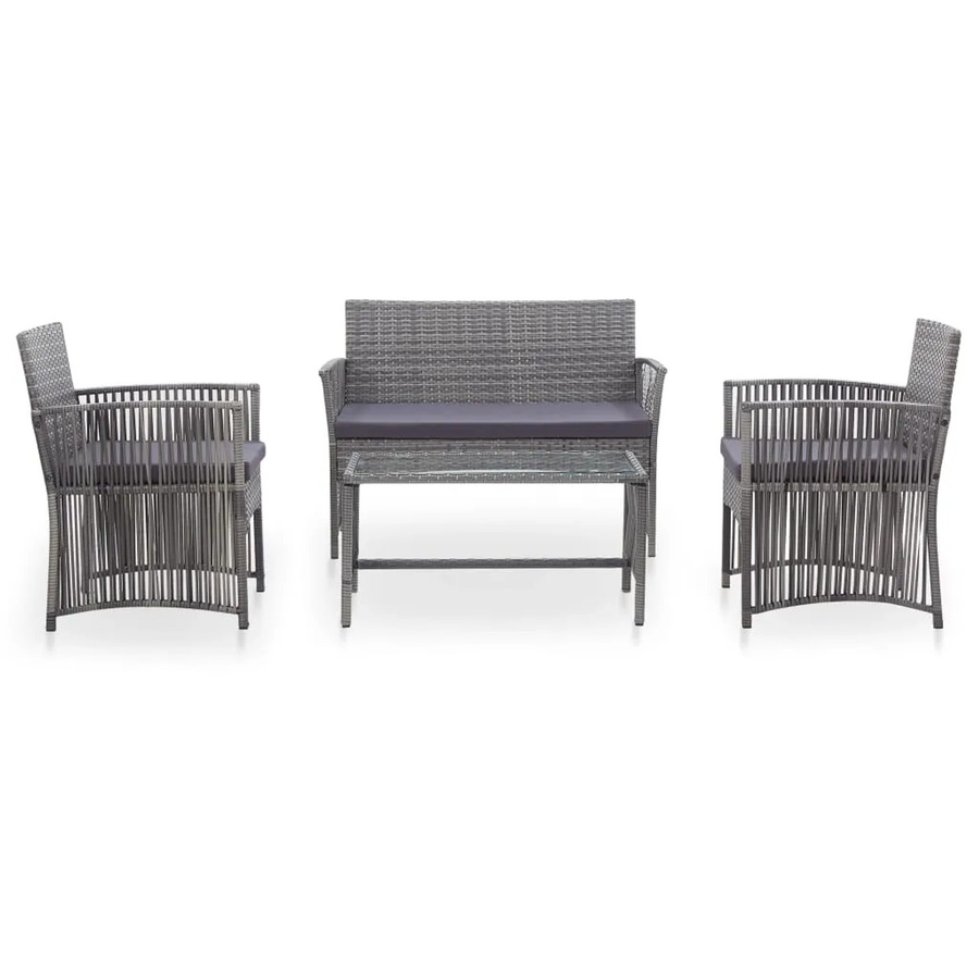 vidaXL 4-tlg Garten-Lounge-Set aus Poly Rattan mit Auflage in Anthrazit - Bild 2