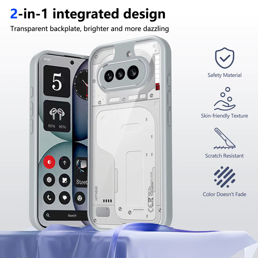 Stoßfeste Silikon-Schutzhülle für Nothing Phone 4A 5G, Transparente Matte Rückseite mit Luftpolster-Schutz - Bild 2