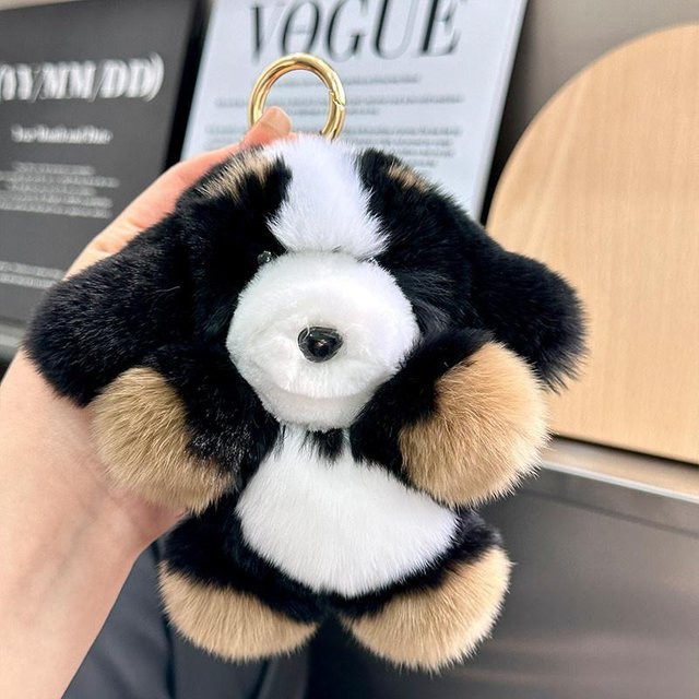 Schlüsselanhänger Linyi toy, Hunde-Puppe, Kaninchenfell, 14 cm, black, Unisex - Bild 1