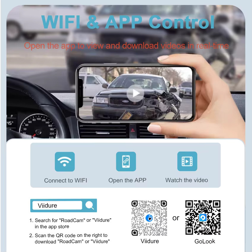HESHECAM 4K UHD Dashcam mit Wi-Fi für BMW 5er Serie (G30, G31, G38, G11, G12, G32, M5 F90) in Schwarz - Bild 5