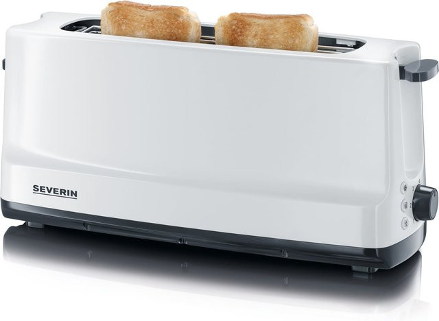 Severin Automatik-Langschlitztoaster AT 2232 mit 800 W, Brotscheibenzentrierung, Brötchen-Röstaufsatz, Defroster und Aufwärmfunktion, grau/weiß - Bild 1