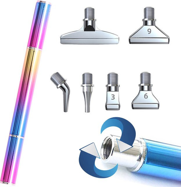 LEIYULY Doppelköpfiger Diamant-Malstift aus Aluminiumlegierung in Silber mit 6 Metallstiftköpfen und Multicolour-Zubehör für Diamant-Stickerei - Bild 1