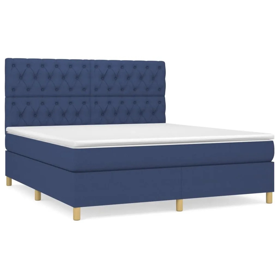 vidaXL Boxspringbett Hybrid mit Matratze und Taschenfederkern, Blau, B/T/H: 160 x 200 x 128 cm - Bild 2