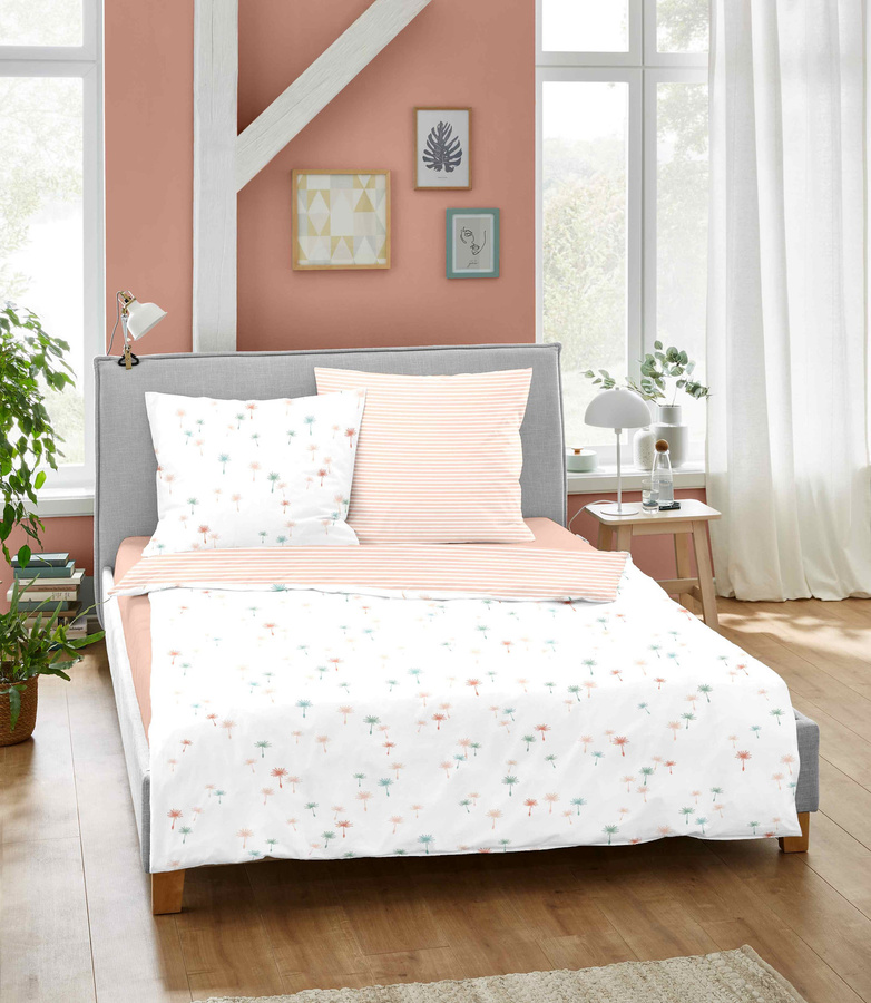 Dormisette Cotton Renforce Bettwäsche Schirmflieger Streifen Wende Design Weiß B/H: 155 x 220 cm mit Kissenbezug 80 x 80 cm - Bild 1