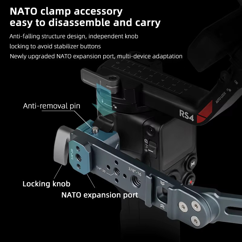 COBONE Verstellbarer Tragegriff mit NATO-Clip für DJI RSC2 RS3 Mini RS3 PRO RS4 PRO Stabilisator Gimbal - Bild 4