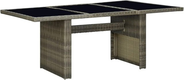 vidaXL Gartentisch aus Polyrattan und Hartglas in Braun, ausziehbar und rechteckig - Bild 1