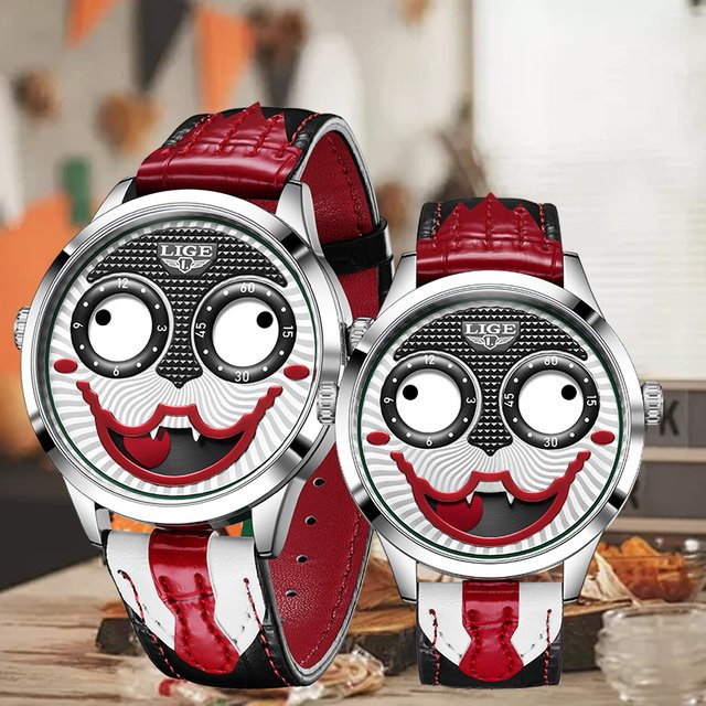 LIGE Armbanduhr, Analoguhr, Leder, Weiß, Unisex, Datum - Bild 1