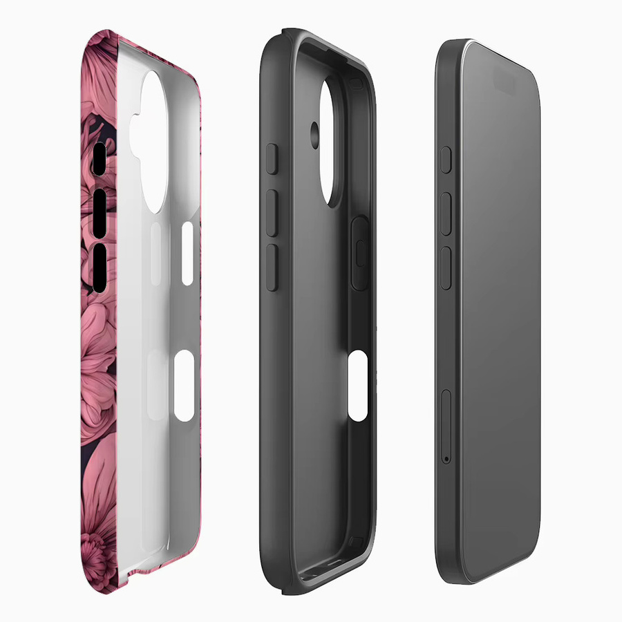 Robuste Magnetische Handyhülle mit Rosa Dahlie Kunstmotiv von Potdemiel für iPhone 17 16 15 14 13 Pro Max Plus in Pink - Bild 2