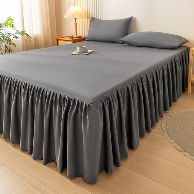 Grauer Bettrock als weiche Tagesdecke und Matratzenschoner im minimalistischen Stil, Breite: 120 cm, Tiefe: 200 cm - Bild 1