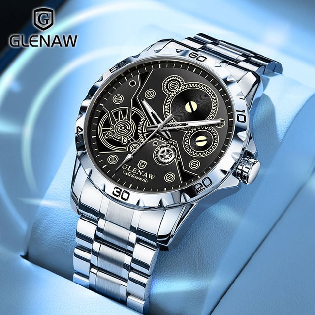 GLENAW Design Armbanduhr Automatik, Edelstahl, Schwarz, Herren - Bild 1