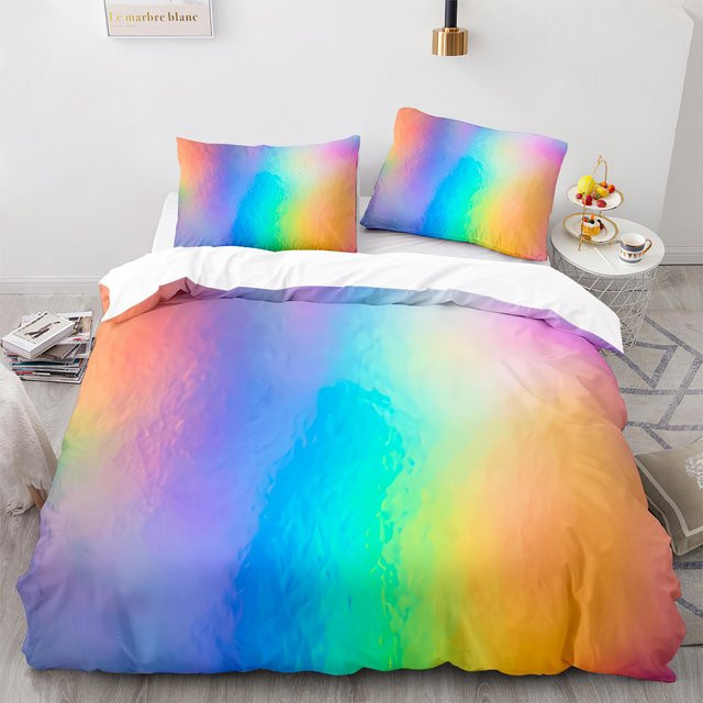 Buntes Regenbogen Bettwäscheset mit 3D Anime Grafik aus Mikrofaser, Multicolor, B/H: 135 x 200 cm - Bild 1