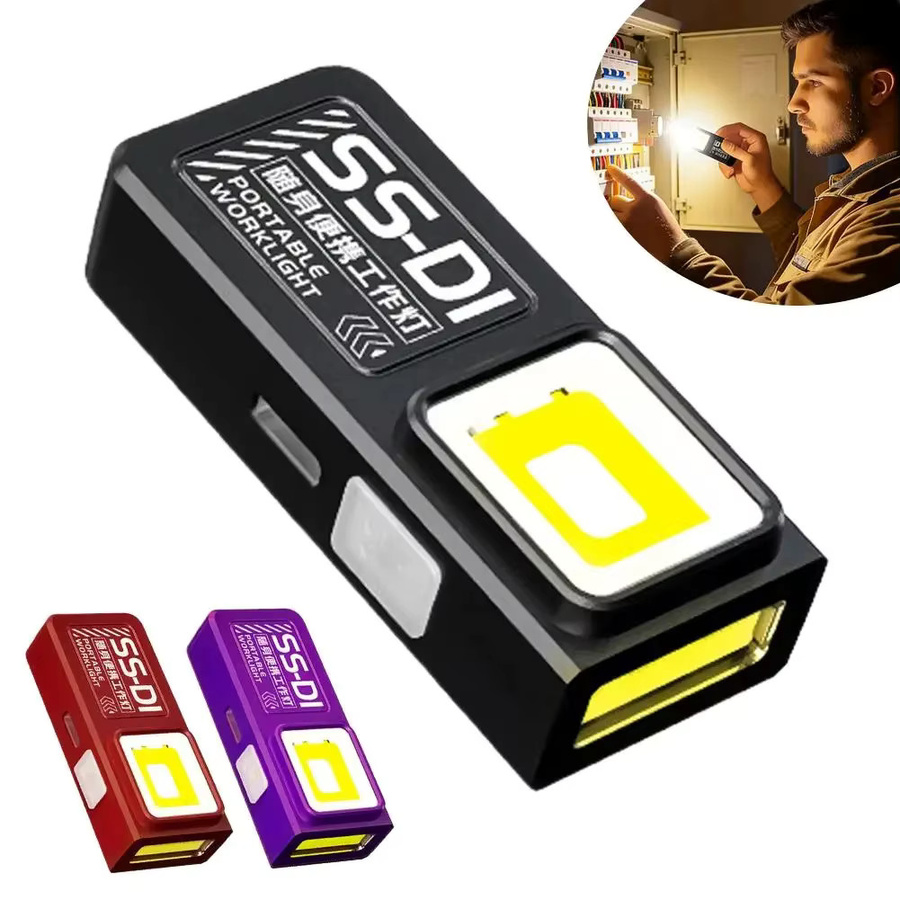 Mini-COB-LED-Taschenlampe von ctzsoop in Schwarz, wiederaufladbar via USB-C, mit Clip und Magnet für Camping und Wandern - Bild 7