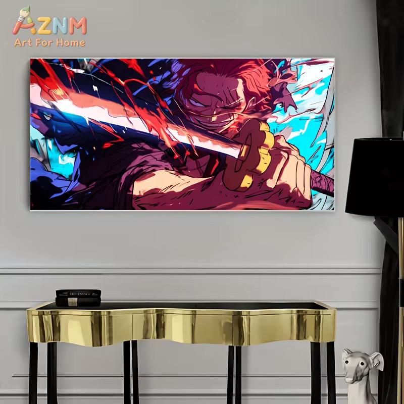 AZNM One Piece Shanks Red Hair Haki Sword Anime Leinwand-Wandkunstdruck als ungerahmtes Poster in Mehrfarbig für deine Heimdekoration - Bild 4