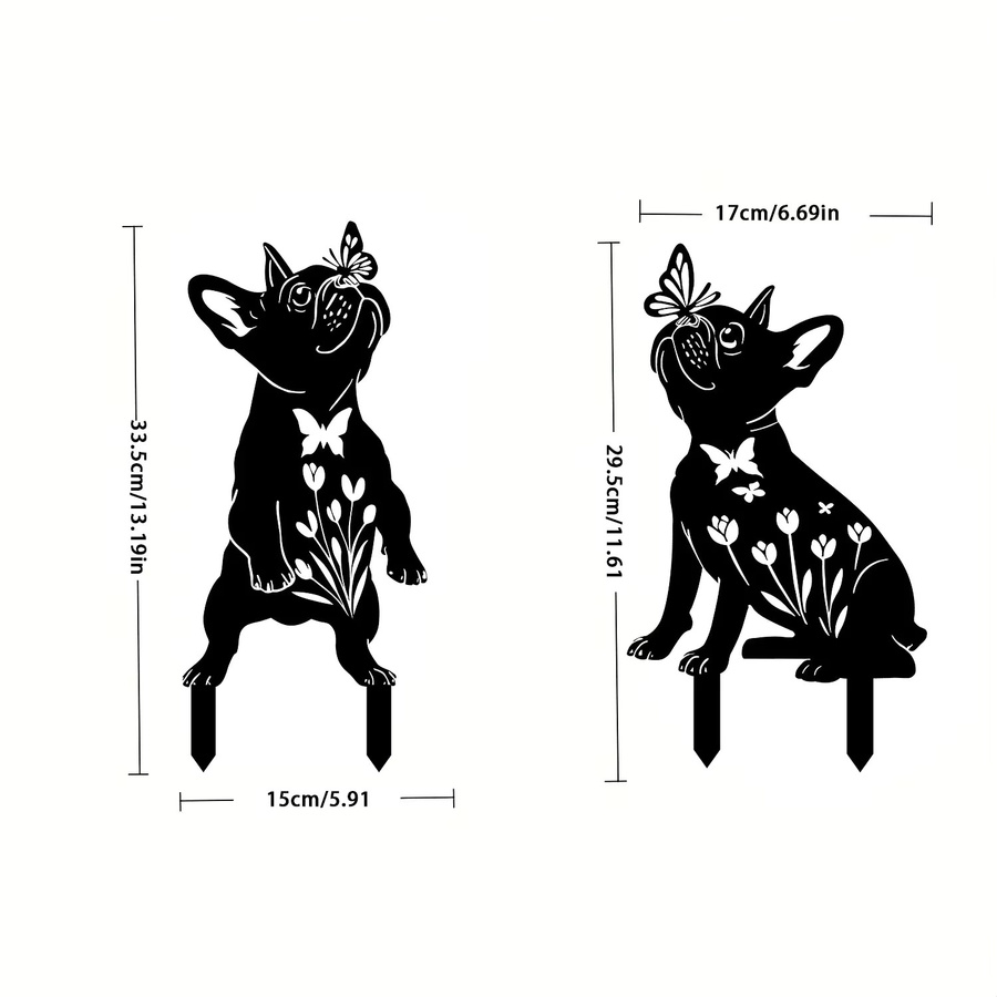 DDPNKL 2 Stück Metall-Hundegartendekoration in Schwarz als dekorative Gartenstecker mit Silhouette für den Außenbereich - Bild 3
