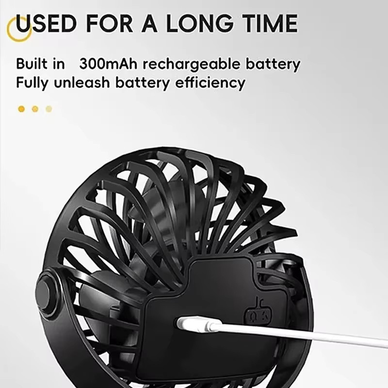 XMSJ Mini Ventilator Schwarz, Tragbarer wiederaufladbarer elektrischer Clip-Ventilator mit 720 Grad Rotation und Nachtlicht - Bild 6