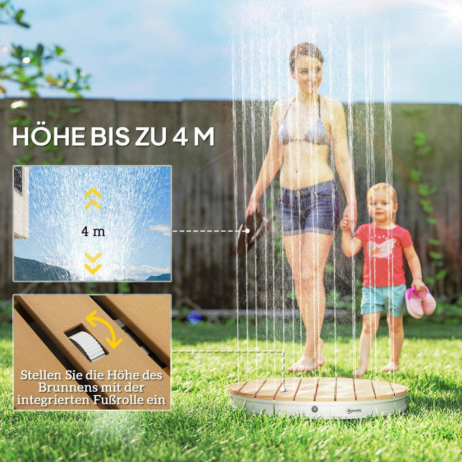 Outsunny Bodendusche in Holzoptik aus Acryl und Aluminium, Farbe: Braun - Bild 2
