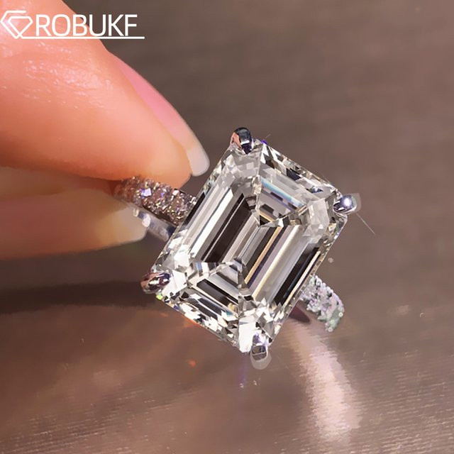 ROBUKF Ring Moissanit, 925 Silber, Smaragdschliff, Damen - Bild 1