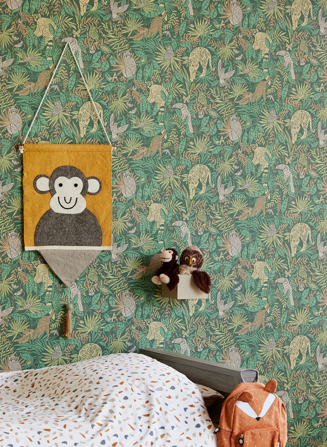 Eijffinger Tapete Explore 5 Non-Woven mit Tierprint und botanischem Design in Grün und Gelb - Bild 1