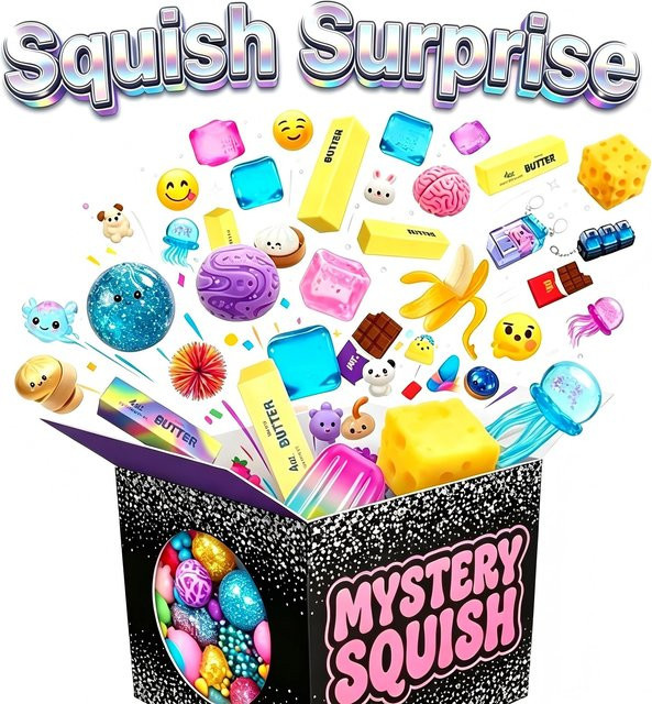 BC Pet Supplies Squishy Set, Zufällige Lebensmittel Fidgets, Gelb - Bild 1