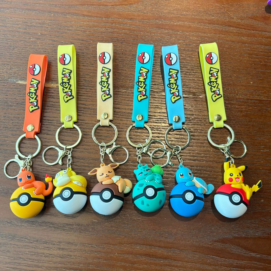 Bandai Pokémon Pokéball Schlüsselanhänger-Set, Pikachu Eevee Glurak Figuren, Bunt / Mehrfarbig - Bild 2